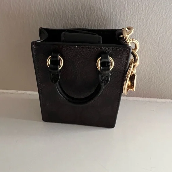 Coach Dark Brown Mini Bag Charm/key chain/iPod case with Gold Accents - Picture 2 of 4